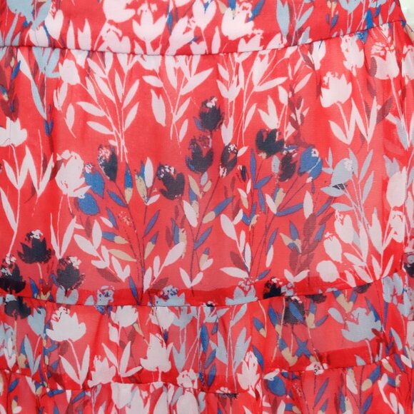 Christin Michaels Skirt Floral Tiered Mini Summer Flirty Red Blue White Size M - Picture 3 of 7